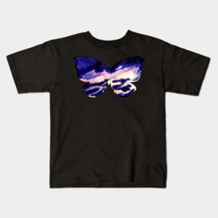 Watercolor Clouds and Butterfly Kids T-Shirt